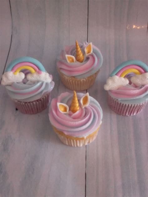 Unicorn And Rainbow Cupcakes Princess Party Cupcakes Rainbow Cupcakes Unicorn Cupcakes