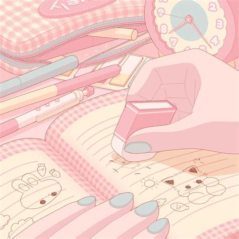 ねこぽた on Twitter Pink wallpaper anime Pastel pink aesthetic Cute