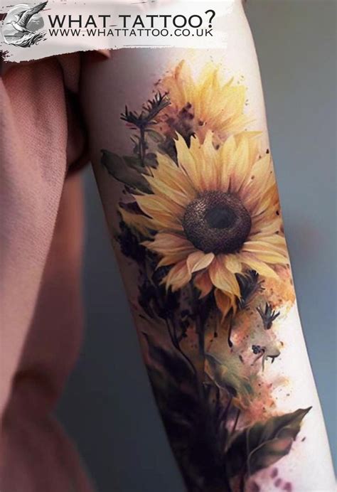 Minimal Realistic Color Sunflower Tattoo In 2024 Realistic Flower