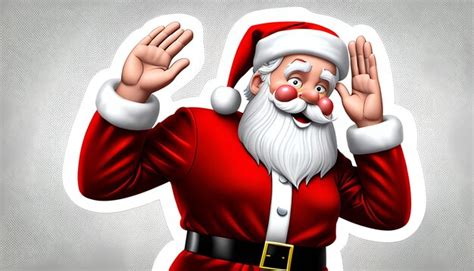 Premium Photo Cartoon Funny Santa Waving Hand Isolated On White