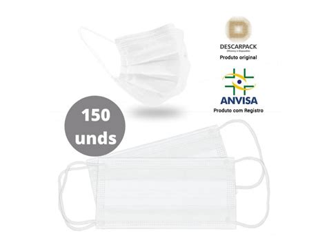 Kit 150 Máscaras Descartáveis Tripla Camada Anvisa em Promoção é no