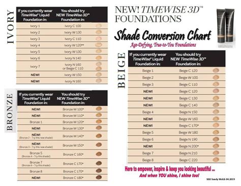 Mary Kay Foundation Color Conversion Chart Mary Kay Foundation Mary Kay Timewise Foundation