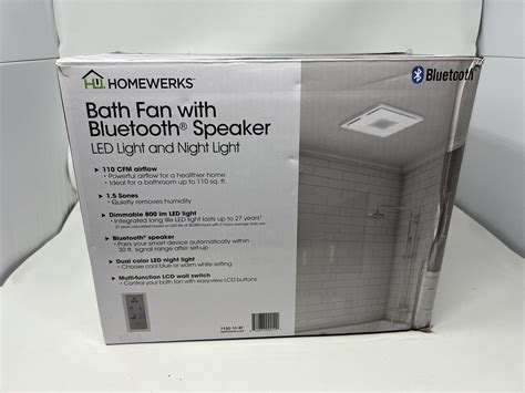 Homewerks Bath Fan With Bluetooth Speaker Led Light Nightlight