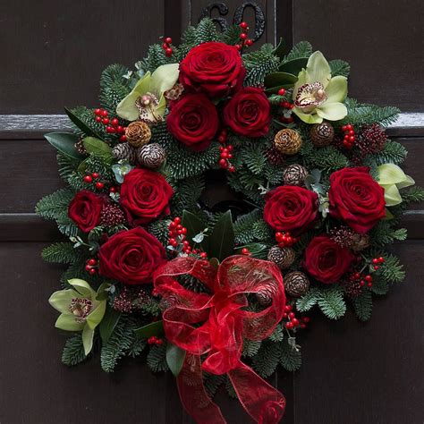 Red Rose Wreath Christmas Red Rose And Orchid Wreath By The Flower