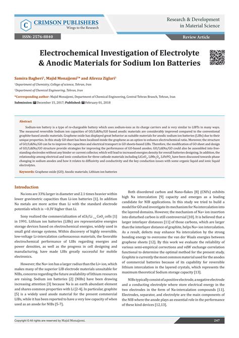 Electrochemical Investigation Of Electrolyte And Anodic Materials For