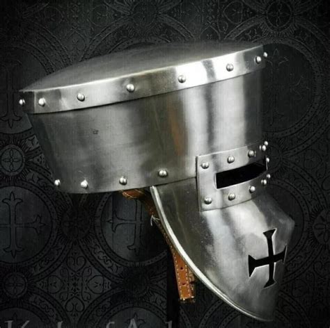 CASQUE MÉDIÉVALE TEMPLIER Crusader Knight Larp Armor Grand Barbuta