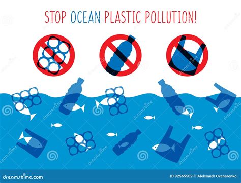 Stop Plastic Pollution Banner Vector Image Of Cartoon Style With Sad