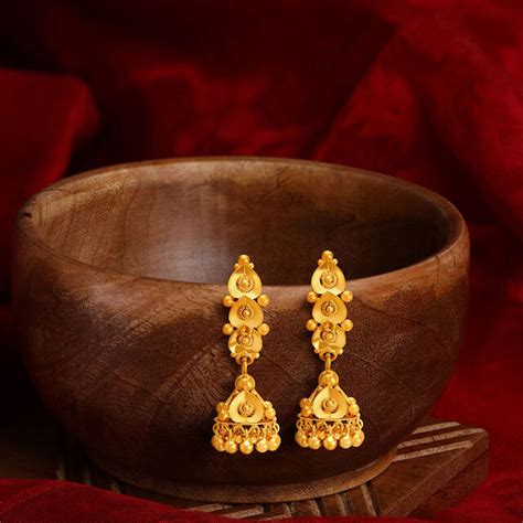 Traditional Jali Work Majestic Gold Drop Jhumka Earrings 49 Off