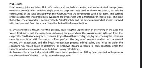 Solved Problem Fresh Orange Juice Contains Wt Chegg