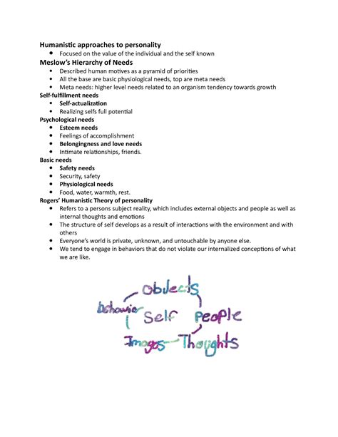 Psychology Notes Personality Humanistic Approaches To Personality