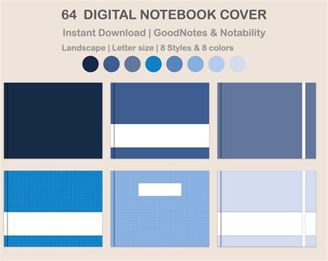 Digital Notebook Cover - Landscape - Classic Blue – kjunstudio