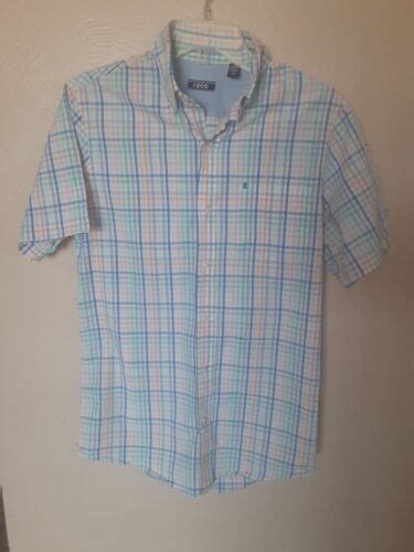 Izod Mens Plaid Button Gem