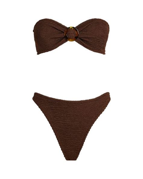 Hunza G Synthetic Flora Bikini In Brown Lyst