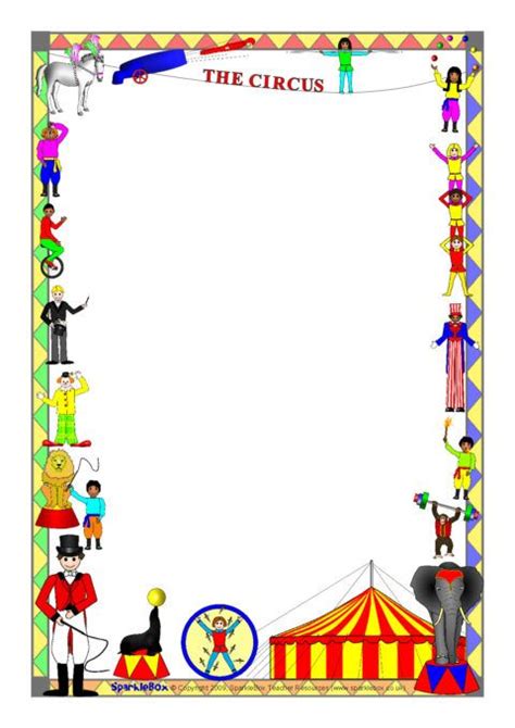 Circus Themed A4 Page Borders Sb2359 Sparklebox Circus Circus Theme Page Borders