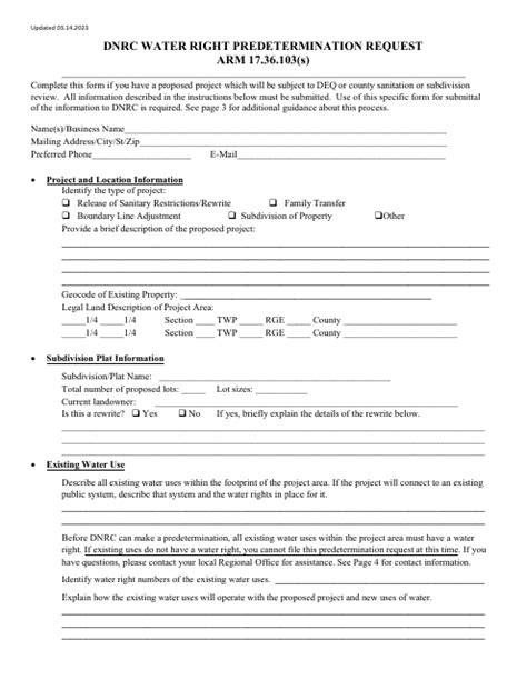 Montana Dnrc Water Right Predetermination Request Fill Out Sign