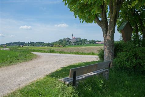 Hiking Route Towards Andechs Monastery with Bench Stock Image - Image ...