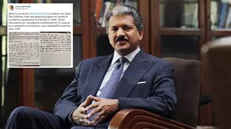 Anand Mahindra Shares His Fathers Application Letter In Twitter