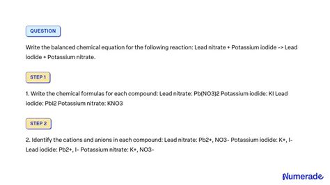 Solved Write The Balanced Chemical Equation For The Following Reaction Lead Nitrate