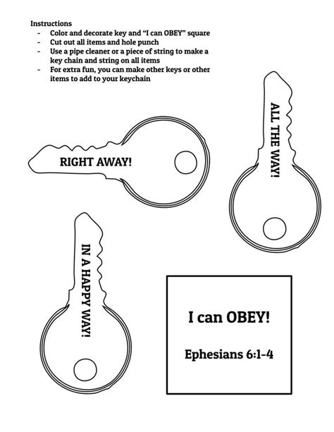 keys  obedience craftpdf obedience crafts  kids teaching