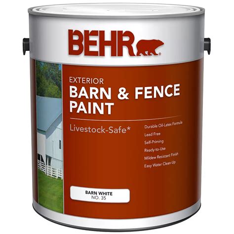 BEHR Barn & Fence Exterior Paint - Flat White, 3.79 L | The Home Depot ...