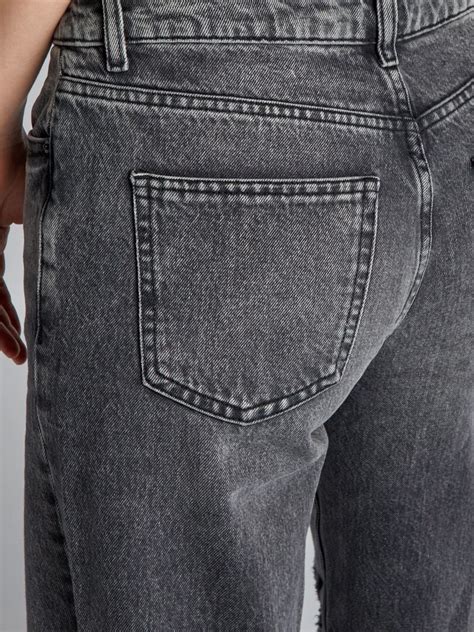 Jeans Met Wijde Pijpen En Scheurtjes Grijs Kiabi