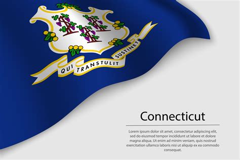 Wave Flag Of Connecticut Is A State Of United States 21852618 Vector