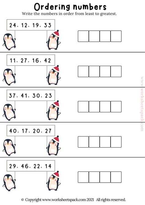 Ordering Numbers Worksheetspack Worksheets Library