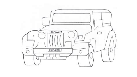 How To Draw Mahindra THAR Sketch Drawing 2024 Popular