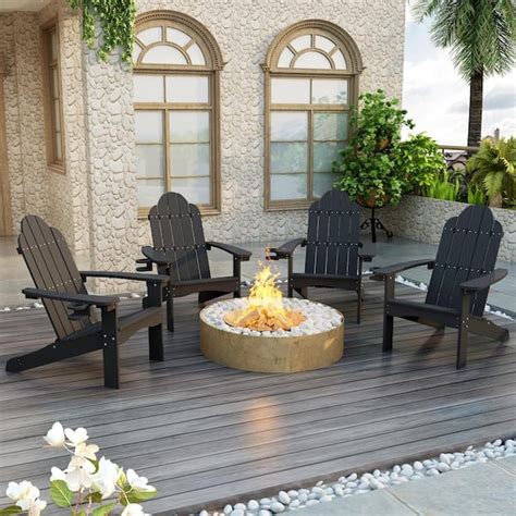 LUE BONA Hampton Curveback Black All Weather Plastic Outdoor Patio