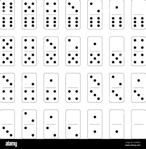 Domino Set Of Tiles White Pieces With Black Dots Simple Flat