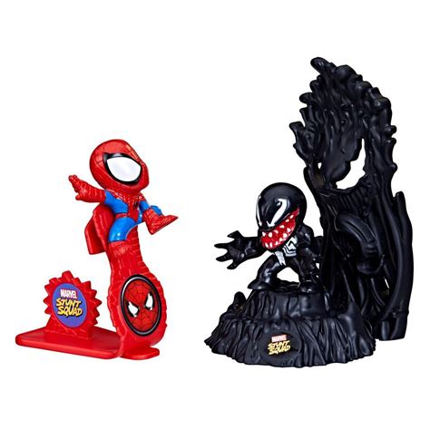 Marvel Stunt Squad Spider Man Vs Venom Playset With Action Figures