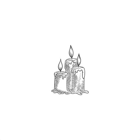 Hand Drawn Candles Retro Sketches Isolated Doodle Line Graphic Design