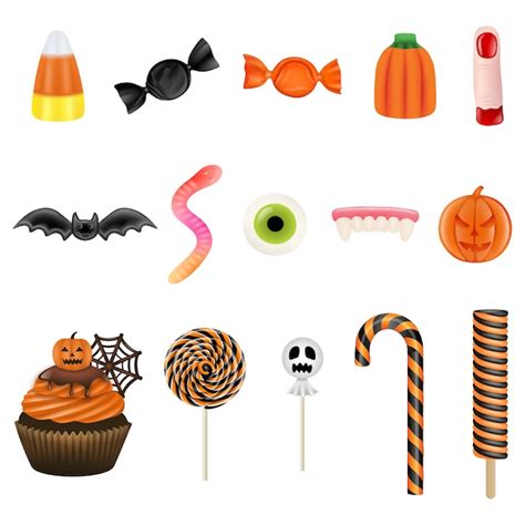 Conjunto De Dulces De Halloween Dulces De Halloween Magdalenas Y