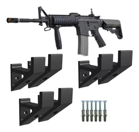 3x Pares Suportes Parede Rifle Espingarda Carabina Airsoft