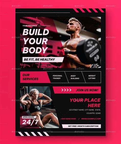 Black Flat Design Gym Flyer Template PSD AI Ksioks