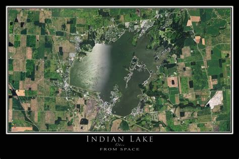 Indian Lake Ohio Satellite Poster Map | Indian lake, Map poster, Lake