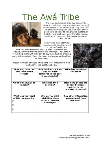 The Awa Tribe | Teaching Resources