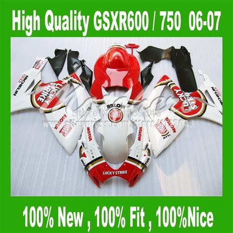 LUCKY STRIKE Fairings For SUZUKI GSXR 600 06 07 Red White GSXR 750 06