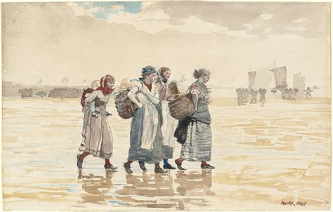 Four Fishwives On The Beach By Winslow Homer Artvee