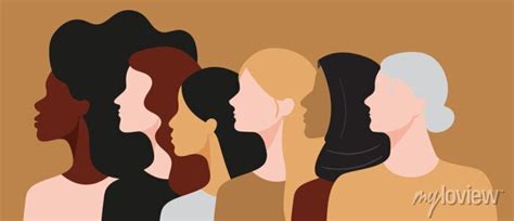 Women Of Different Races And Age Standing Together Profile Silhouettes