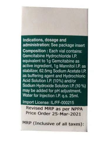 Gemcite Gemcitabine Hydrochloride Ip Injection Lilly Vial At Rs