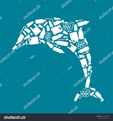 Ocean Plastic Pollution Ecological Poster Dolphin Stock Vector Royalty