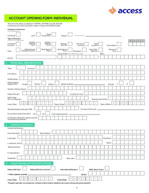 Fillable Online Account Opening Form Individual Revised New