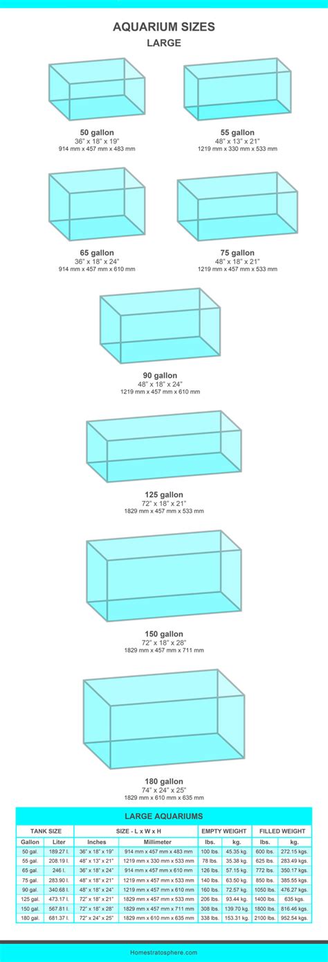 Fish Tank Sizes Charts And Tables 2023