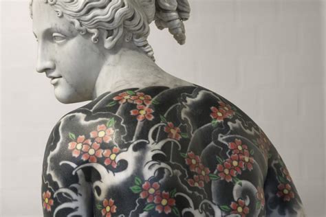 Iconic Marble Sculptures Tattooed with Inky Backdrops and Floral Motifs ...