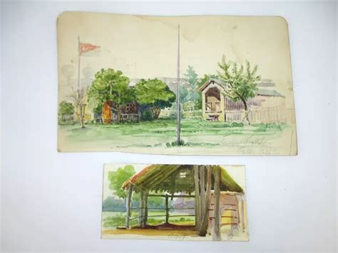 ZWEI AQUARELL BILDER Auf Papier Um 1918 1920 Datiert Signiert EUR 180