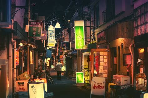 Hd Wallpaper Night Japan Town City Wallpaper Flare