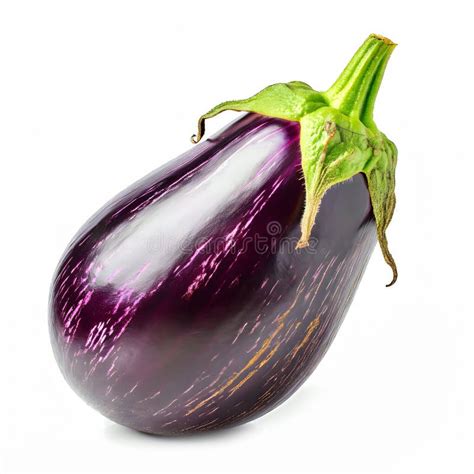 Fresh Raw Purple Eggplant Isolated On White Stock Illustration