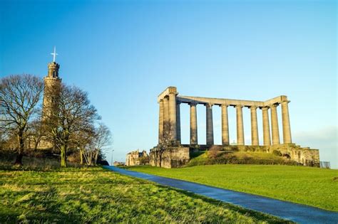 Premium Photo | Monuments on calton hill in edinburgh