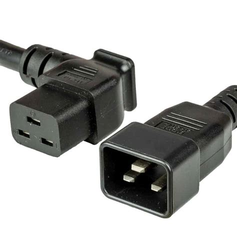 IEC60320 C20 To C19 Right Angle 20A 250V 12AWG SJT Power Cord Black